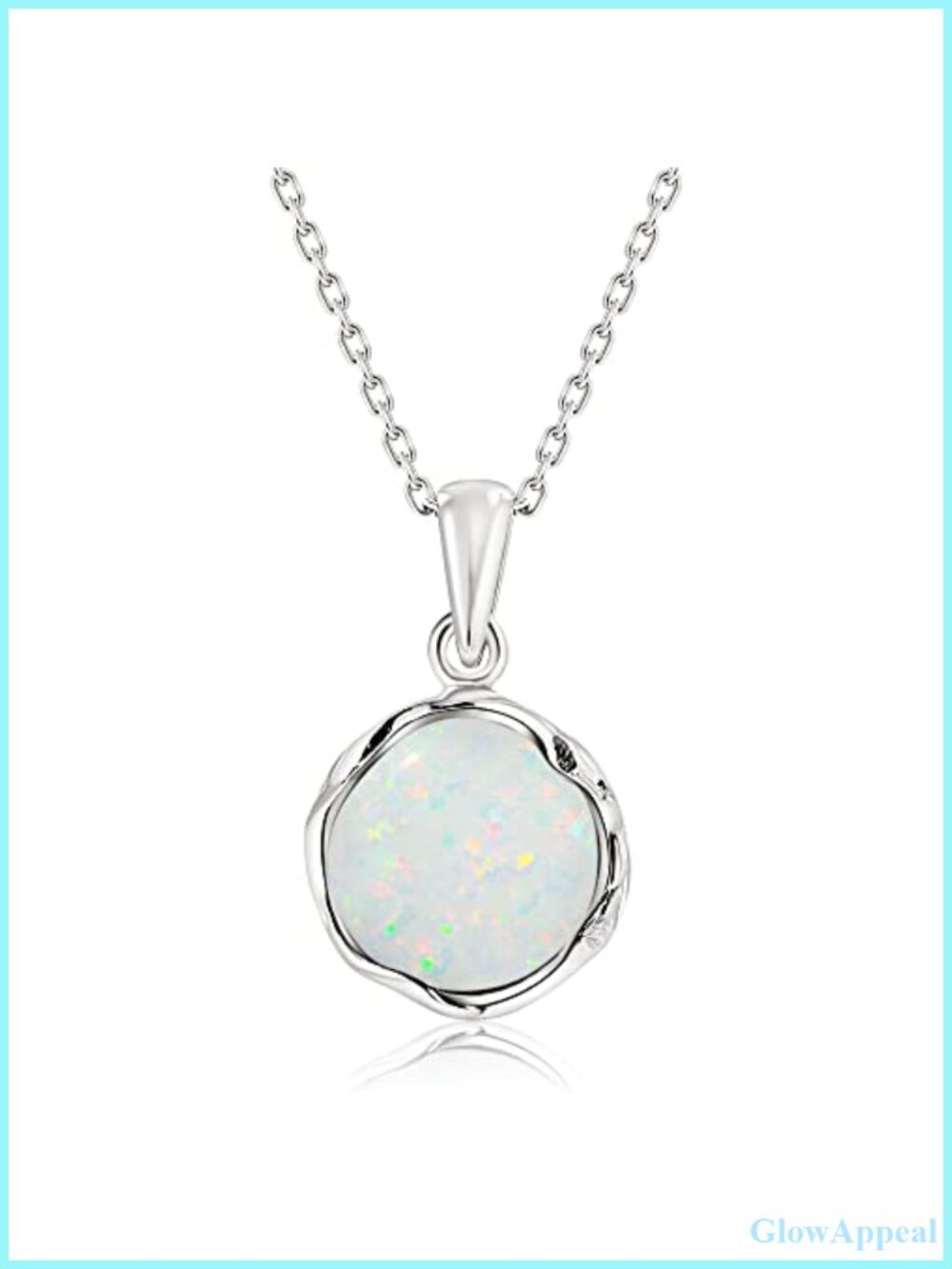 White Opal Pendant Necklace 925 Sterling Silver Women Jewelry